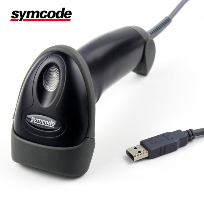 O varredor de laser de Symcode 1D, varredor Handheld do código de barras com apoio do suporte comanda